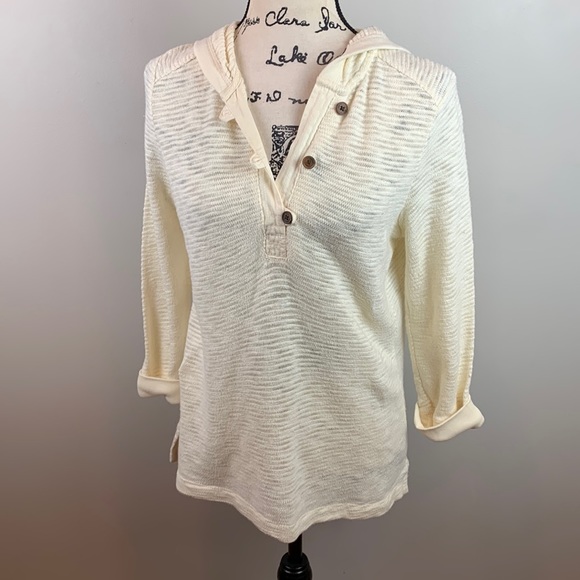 LRL Lauren Jeans Co Brushed Cotton Hoodie with 3 Button Front - Picture 6 of 9